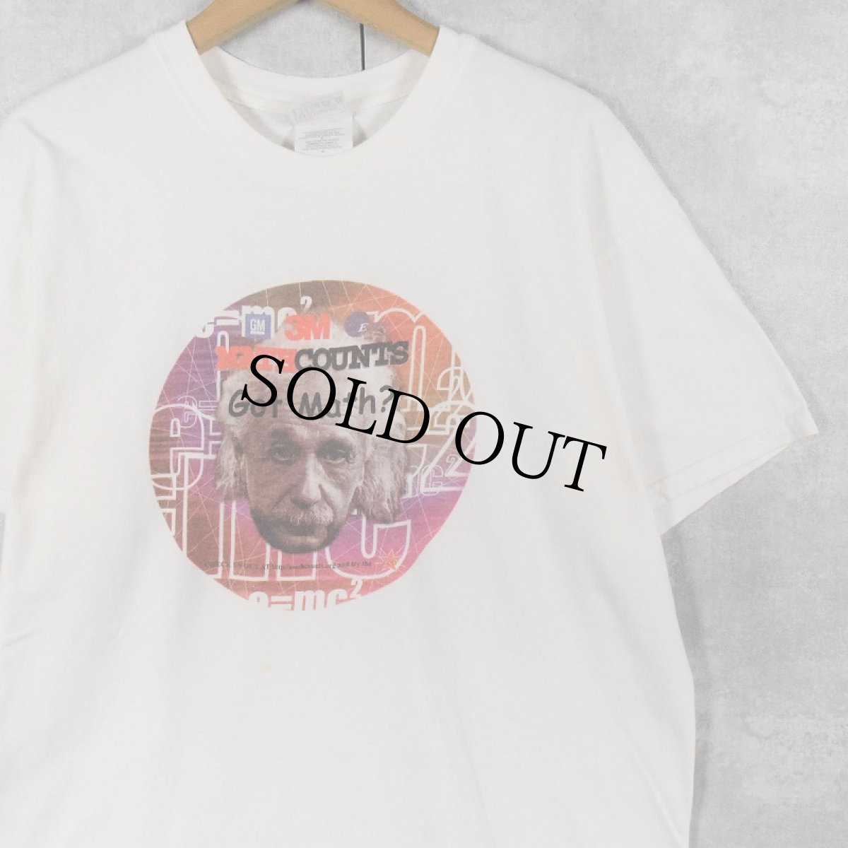 画像1: 90's Albert Einstein "Got Math?" 偉人プリントTシャツ L (1)