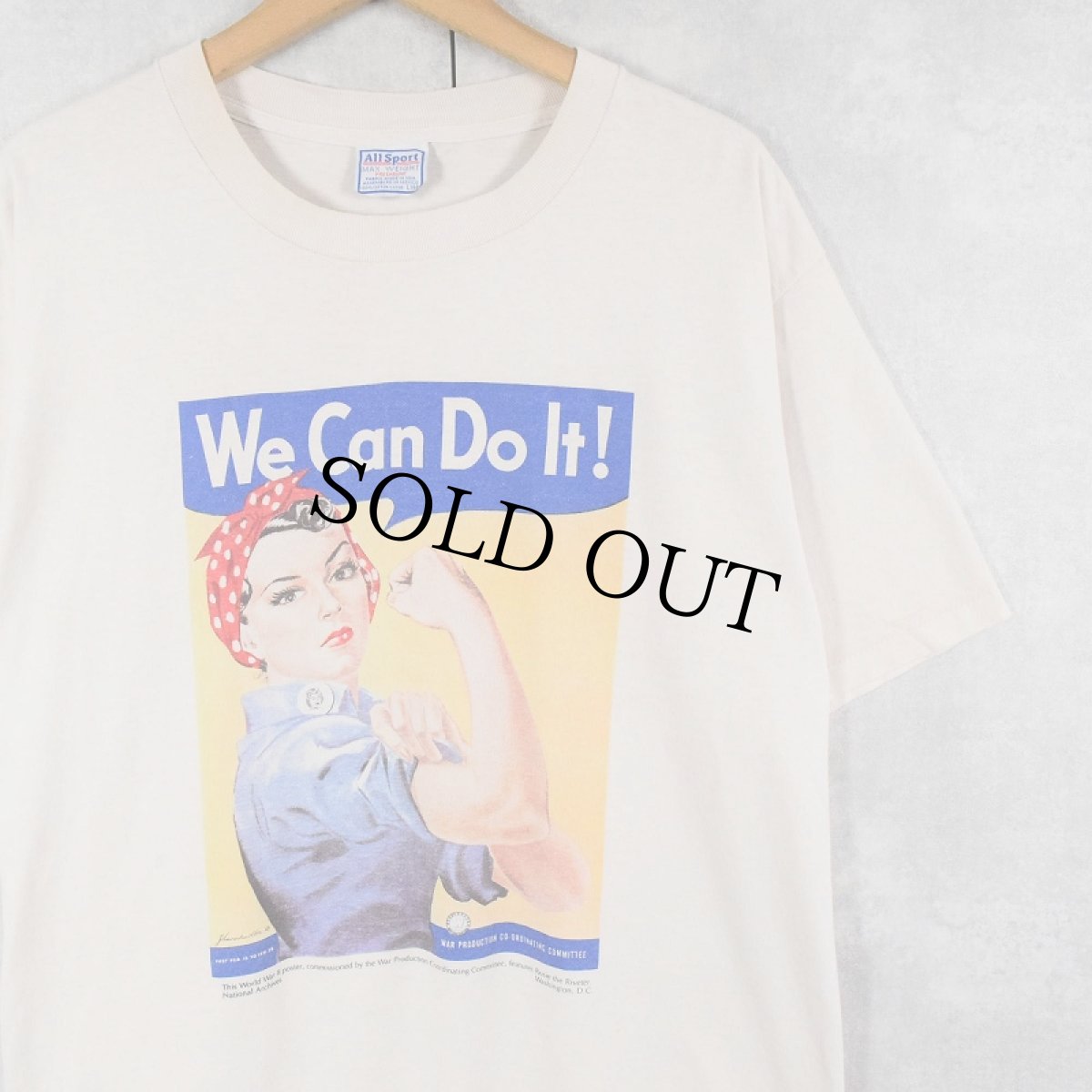 画像1: 90's USA製 "We Can Do It!" 第二次世界大戦 ポスタープリントTシャツ L (1)