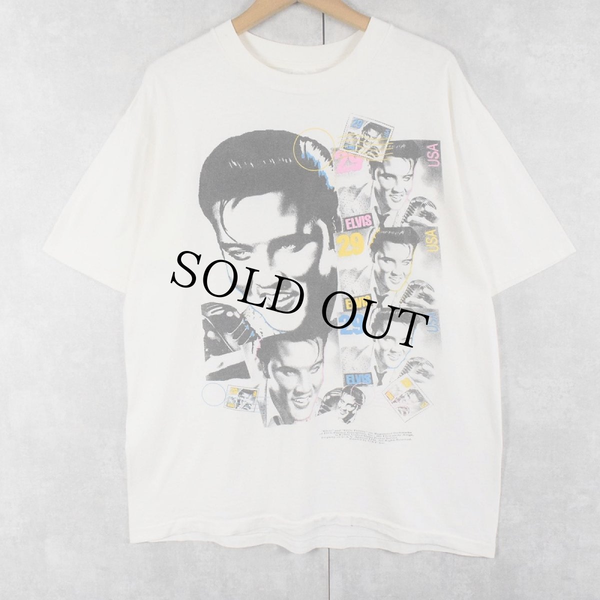 画像1: 90's Elvis Presley USA製 ミュージシャンプリントTシャツ L (1)