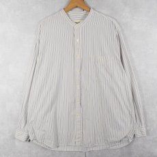 画像1: 90's Eddie Bauer ストライプ柄 バンドカラーコットンシャツ XL (1)