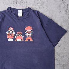 画像1: スーパーマリオ ゲームキャラクタープリントTシャツ NAVY L (1)