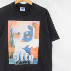 画像1: 90's illy CAFFE USA製 コーヒーブランド ポスタープリントTシャツ BLACK L (1)