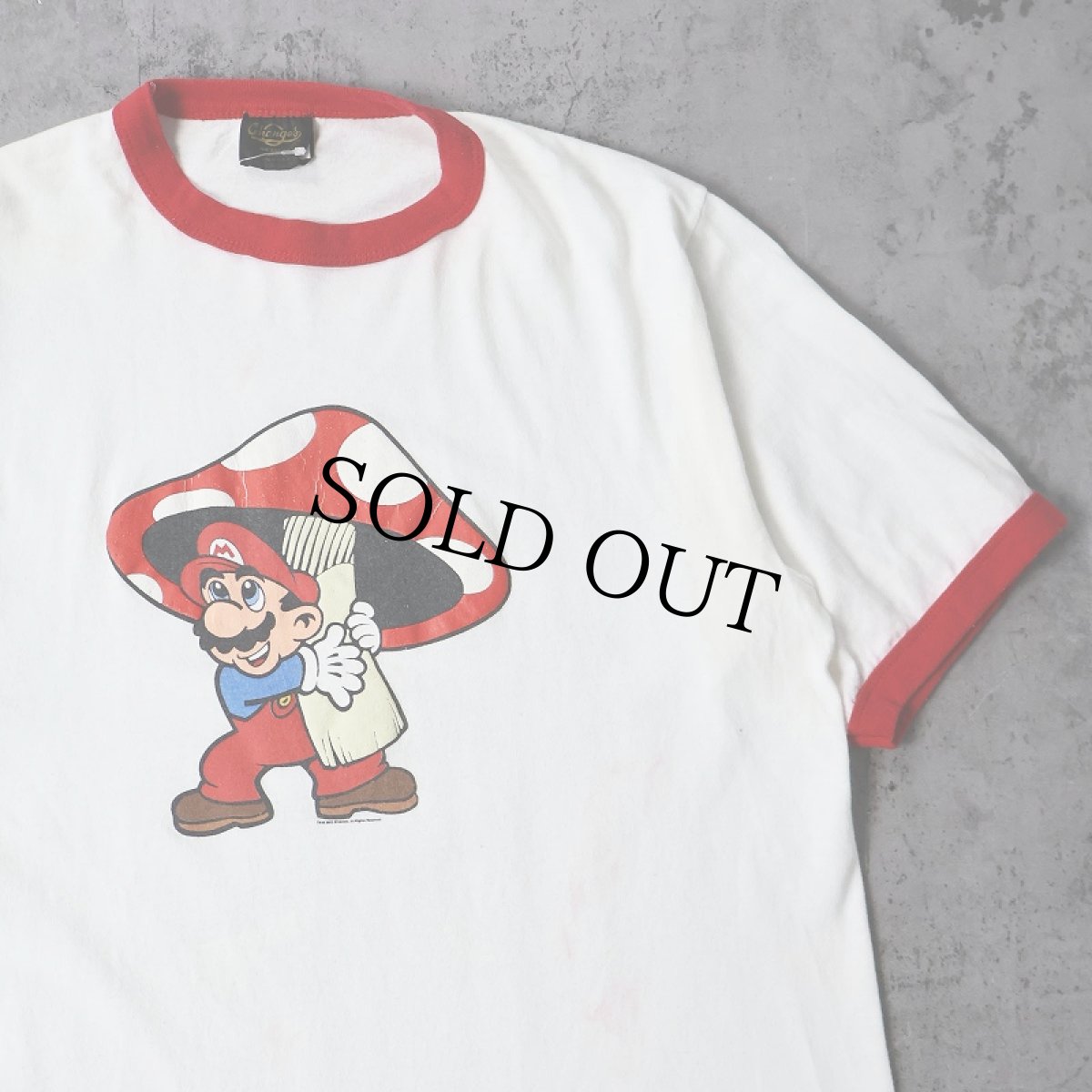 画像1: 2002 Nintendo スーパーマリオ USA製 ゲームキャラクタープリントリンガーTシャツ L (1)