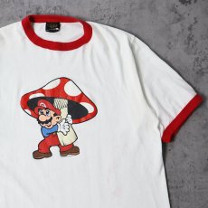 画像1: 2002 Nintendo スーパーマリオ USA製 ゲームキャラクタープリントリンガーTシャツ L (1)