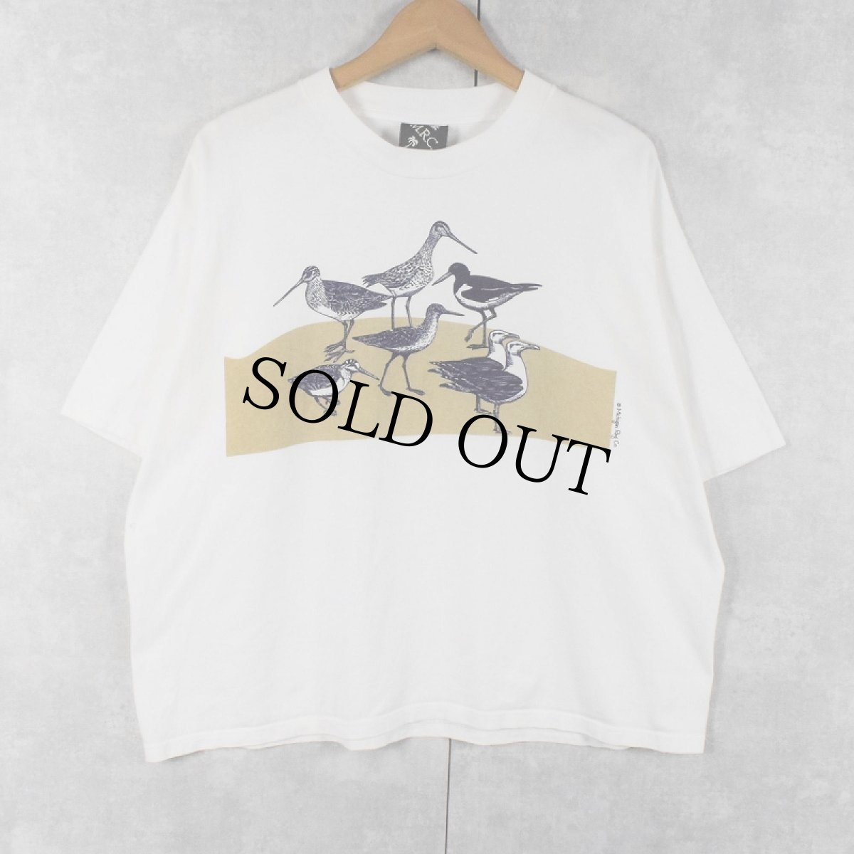 画像1: 90's MICHIGAN RAG CO. USA製 鳥プリントTシャツ ONESIZE (1)