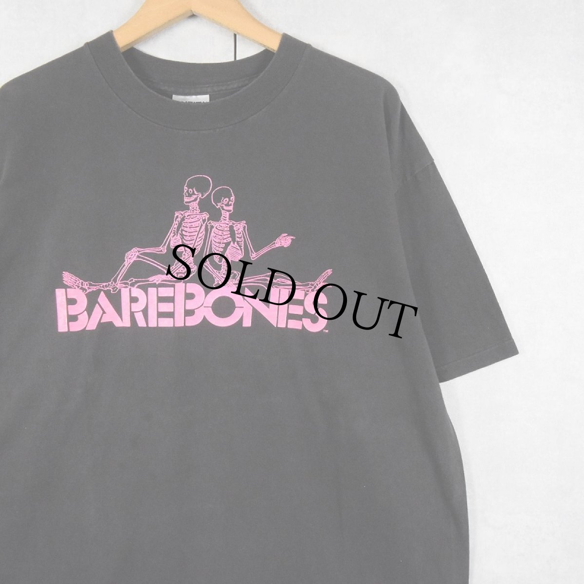 画像1: 90's USA製 BAREBONES スカルプリントTシャツ BLACK XL (1)