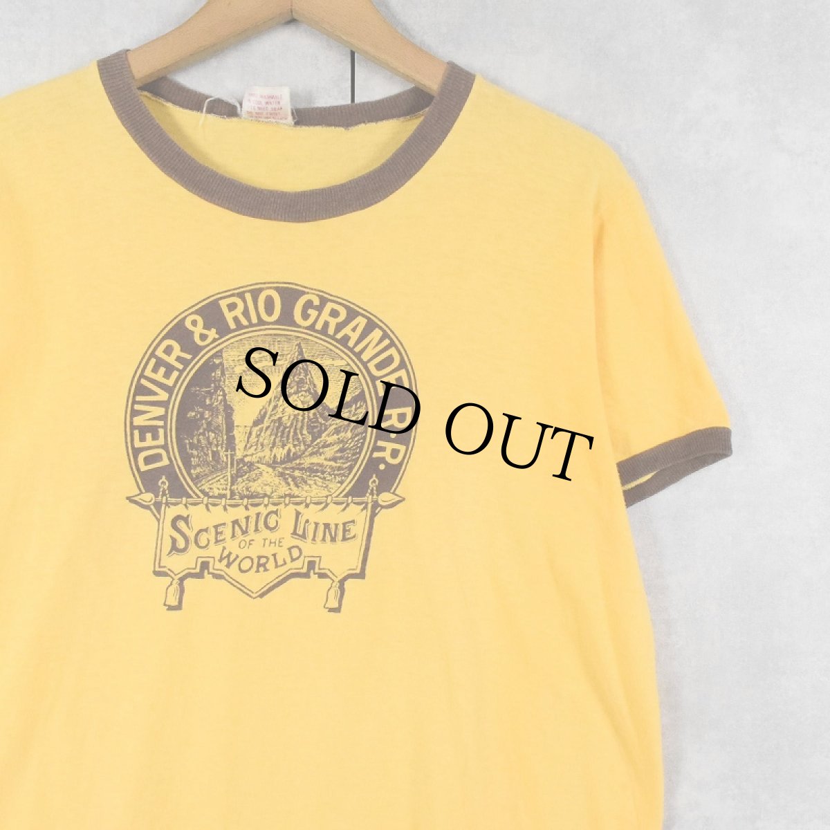 画像1: 80's DENVER & RIO GRANDE R.R. プリントリンガーTシャツ M (1)