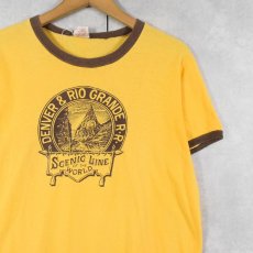 画像1: 80's DENVER & RIO GRANDE R.R. プリントリンガーTシャツ M (1)