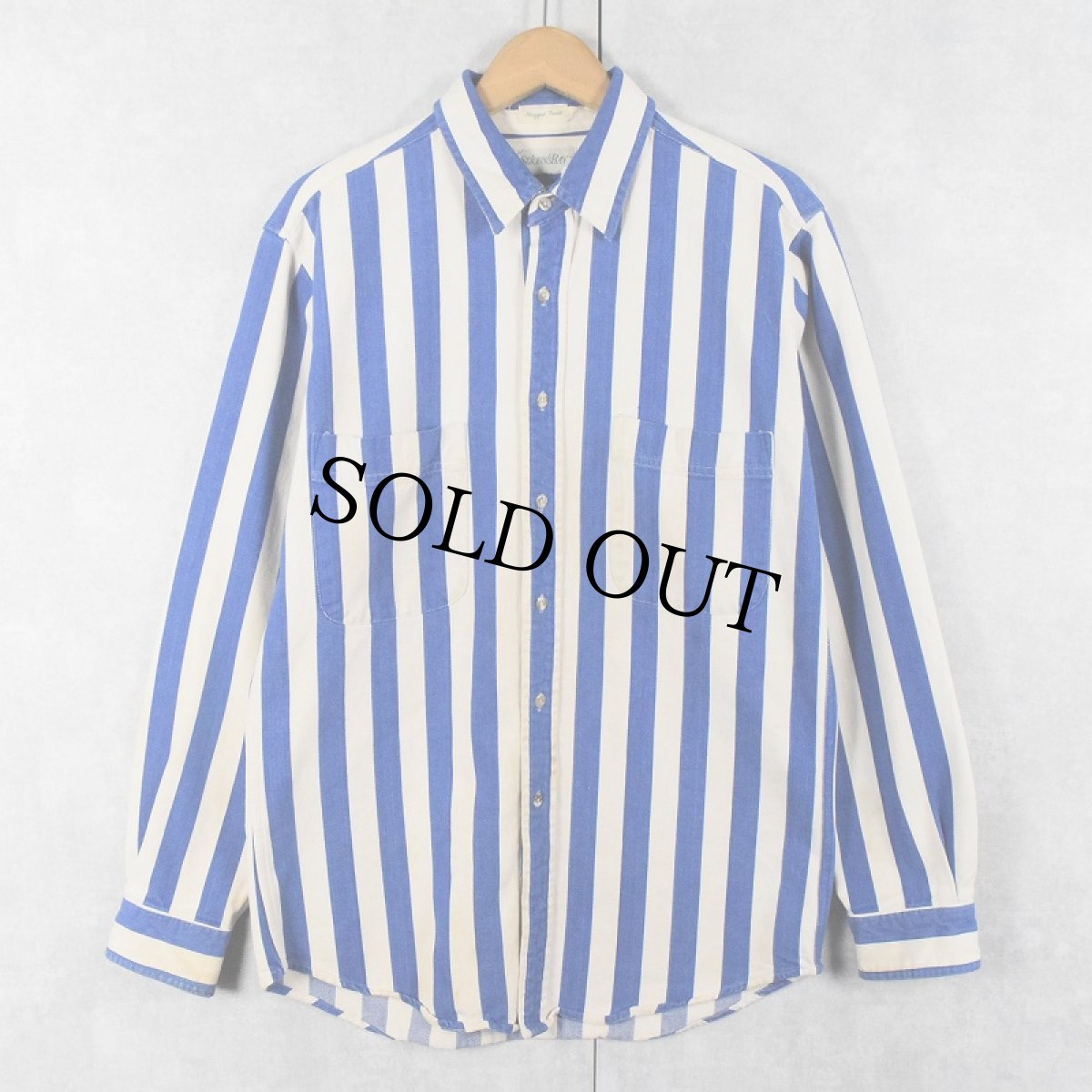 画像1: 90's STJOHN'SBAY "RUGGED TWILL" ストライプ柄 コットンツイルシャツ M (1)