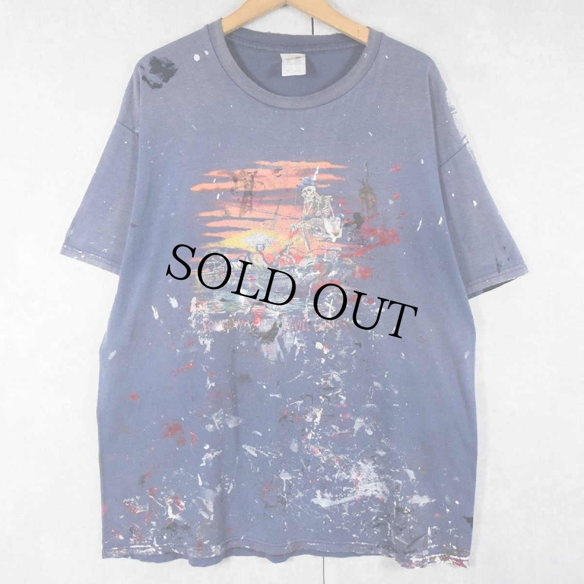 画像1: "Someday My Fish Will Come" ペンキペイント フィッシングプリントTシャツ XL (1)