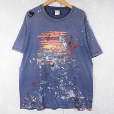画像1: "Someday My Fish Will Come" ペンキペイント フィッシングプリントTシャツ XL (1)