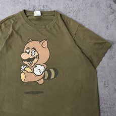 画像1: スーパーマリオ "タヌキマリオ" ゲームキャラクタープリントTシャツ L (1)
