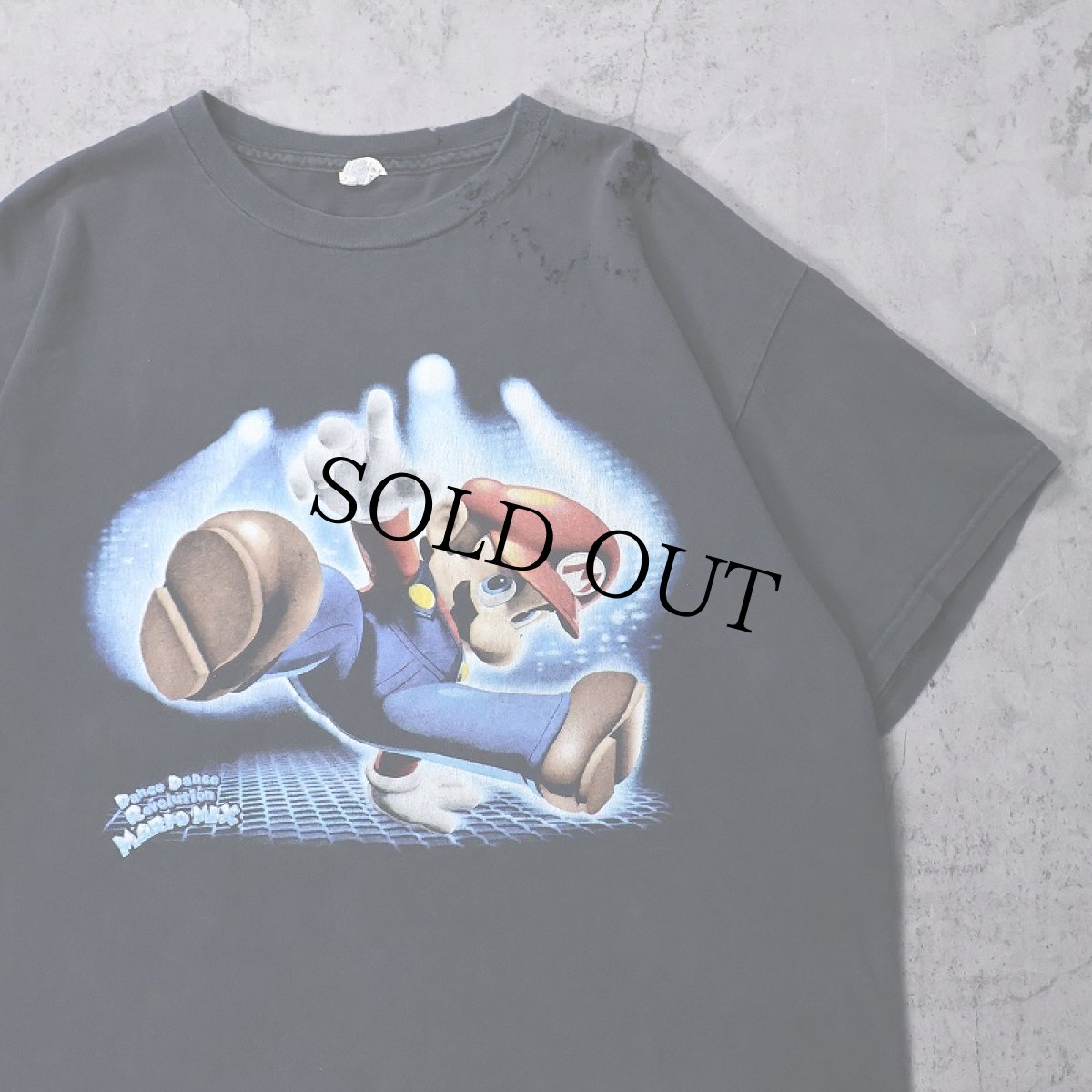 画像1: 2000's Dance Dance Revolution Mario Mix ゲームキャラクタープリントTシャツ BLACK (1)