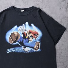 画像1: 2000's Dance Dance Revolution Mario Mix ゲームキャラクタープリントTシャツ BLACK (1)
