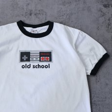 画像1: Nintendo "old school" ゲームプリント リンガーTシャツ L (1)