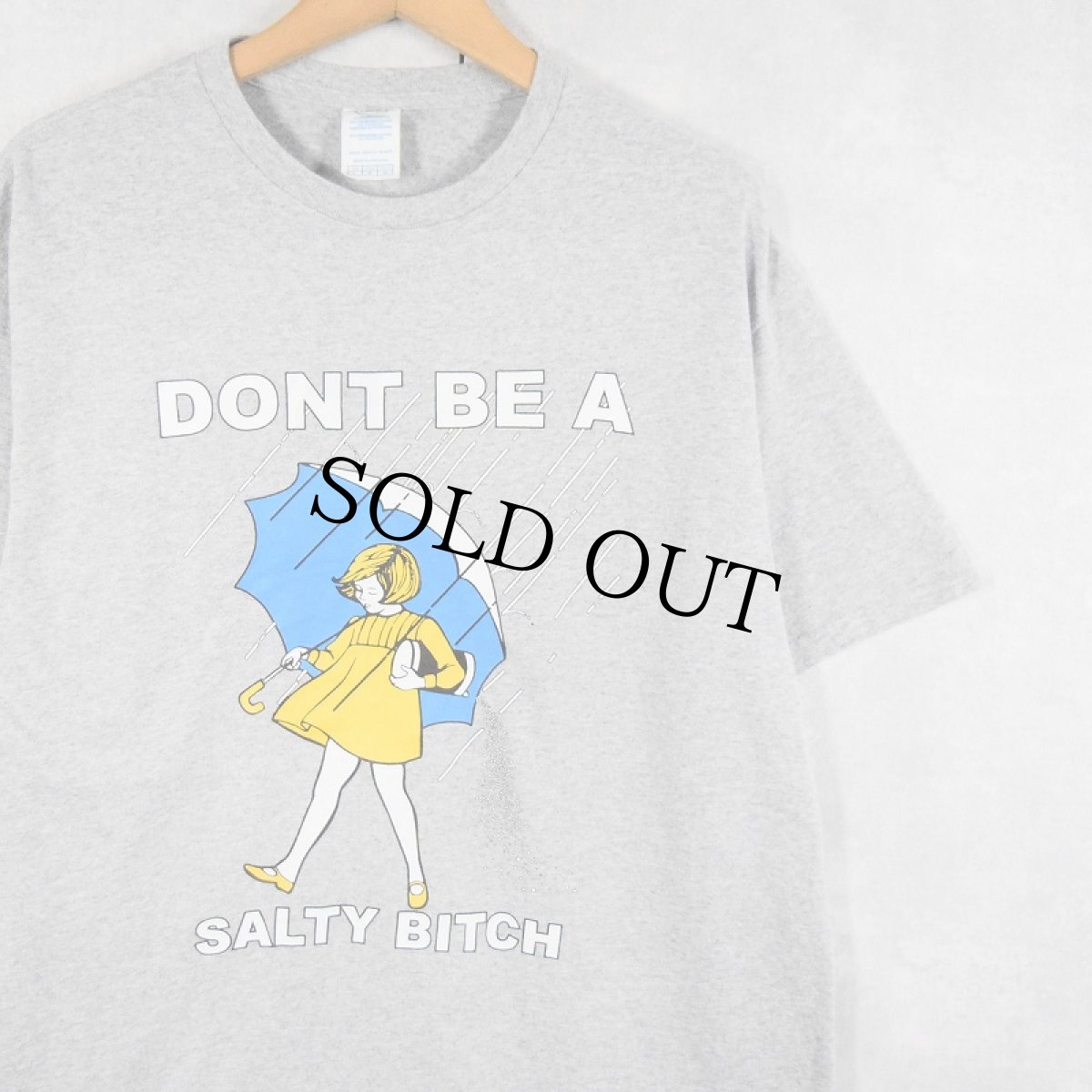 画像1: Morton Salt "DONT BE A SALTY BITCH" 塩メーカープリントTシャツ L (1)