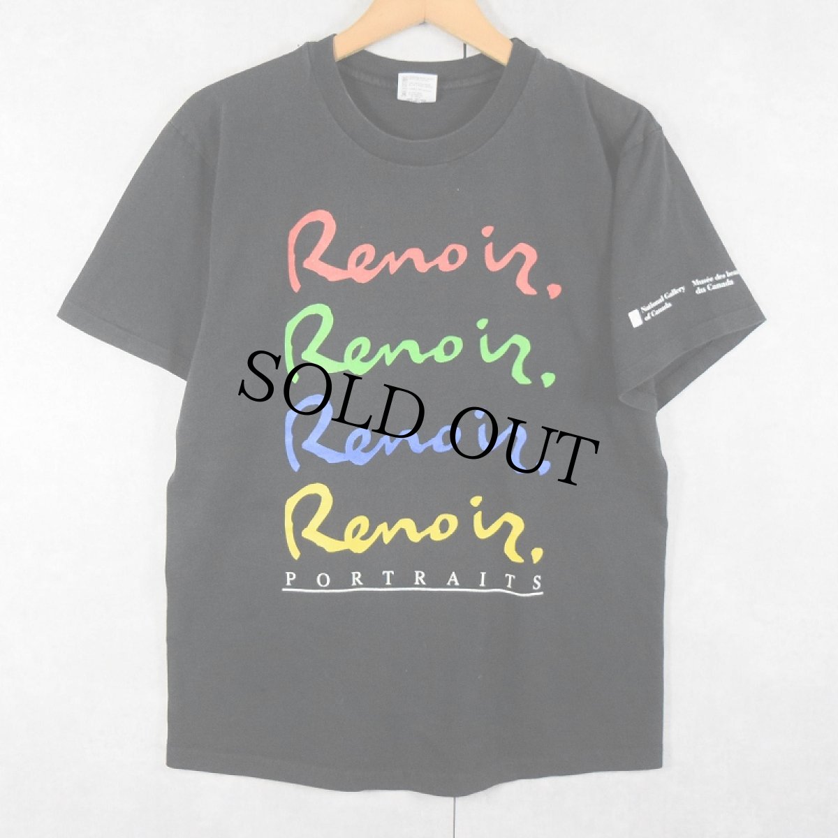 画像1: 90's National Gallery of Canada USA製 "Renoir Portraits" アートプリントTシャツ BLACK M (1)