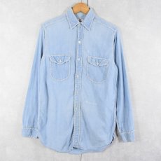 画像1: 60's Lee USA製 ハンド刺繍 シャンブレーシャツ SIZE14 1/2 (1)