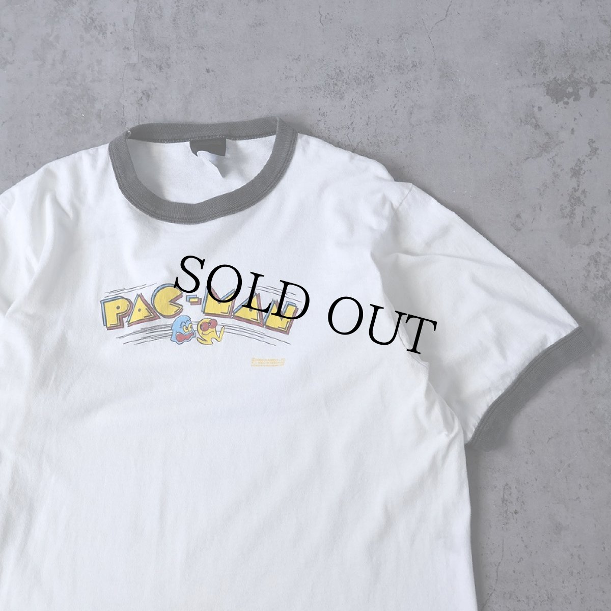 画像1: 2000's NAMCO "Pac-Man" USA製 ゲームプリント リンガーTシャツ L (1)