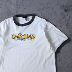 画像1: 2000's NAMCO "Pac-Man" USA製 ゲームプリント リンガーTシャツ L (1)