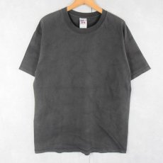 画像1: 2000's GILDAN CANADA製 無地フェードTシャツ BLACK L (1)