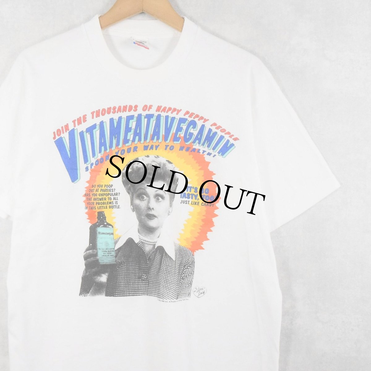 画像1: 90's I Love Lucy USA製 "Vitameatavegamin" テレビドラマ プリントTシャツ L (1)