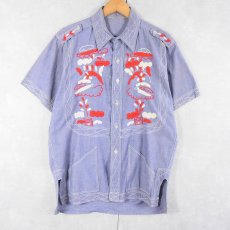 画像1: 70's〜 ハンド刺繍 シャンブレーシャツ  (1)