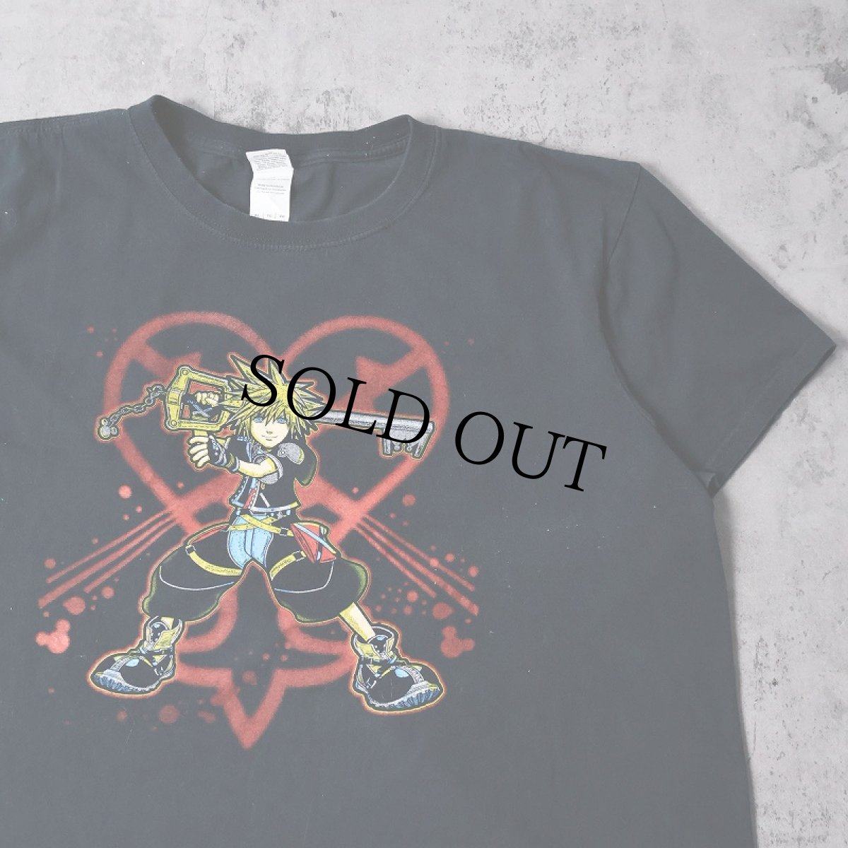 画像1: KINGDOM HEARTS "ソラ" ゲームキャラクター プリントTシャツ BLACK XL (1)
