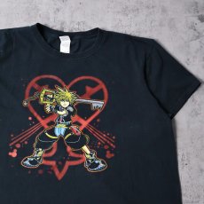 画像1: KINGDOM HEARTS "ソラ" ゲームキャラクター プリントTシャツ BLACK XL (1)