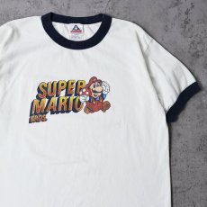 画像1: SUPER MARIO BROS. ゲームキャラクタープリント リンガーTシャツ L (1)