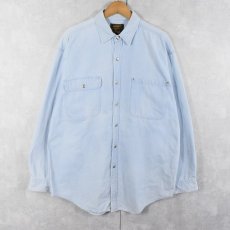 画像2: 80's Eddie Bauer"WILDERNESS" ヨットプリントデニムシャツ L (2)