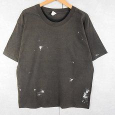 画像1: ペンキペイント フェード 無地カットオフTシャツ BLACK (1)
