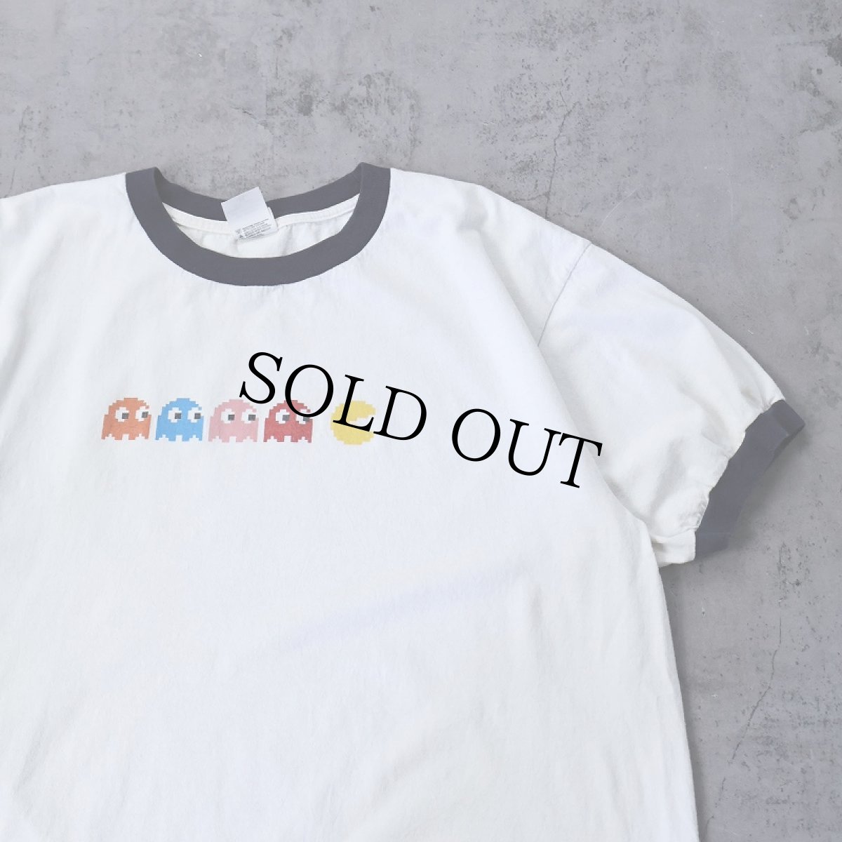 画像1: NAMCO "Pac-Man" USA製 ゲームプリント リンガーTシャツ XL (1)