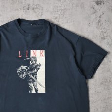 画像1: ZELDA "LINK" ゲームキャラクター 映画パロディプリントTシャツ BLACK (1)