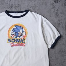 画像1: SONIC "THE HEDGEHOG" ゲームキャラクタープリント リンガーTシャツ (1)