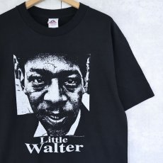 画像1: 2000's Little Walter ブルース・ハーモニカ奏者プリントTシャツ L (1)