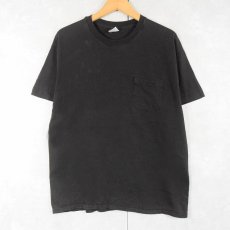 画像1: 90's Hanes USA製 無地ポケットTシャツ BLACK L (1)