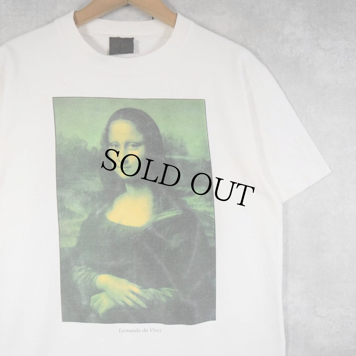 画像1: 90's LEONARDO DA VINCI USA製 "Mona Lisa" アートプリントTシャツ L (1)