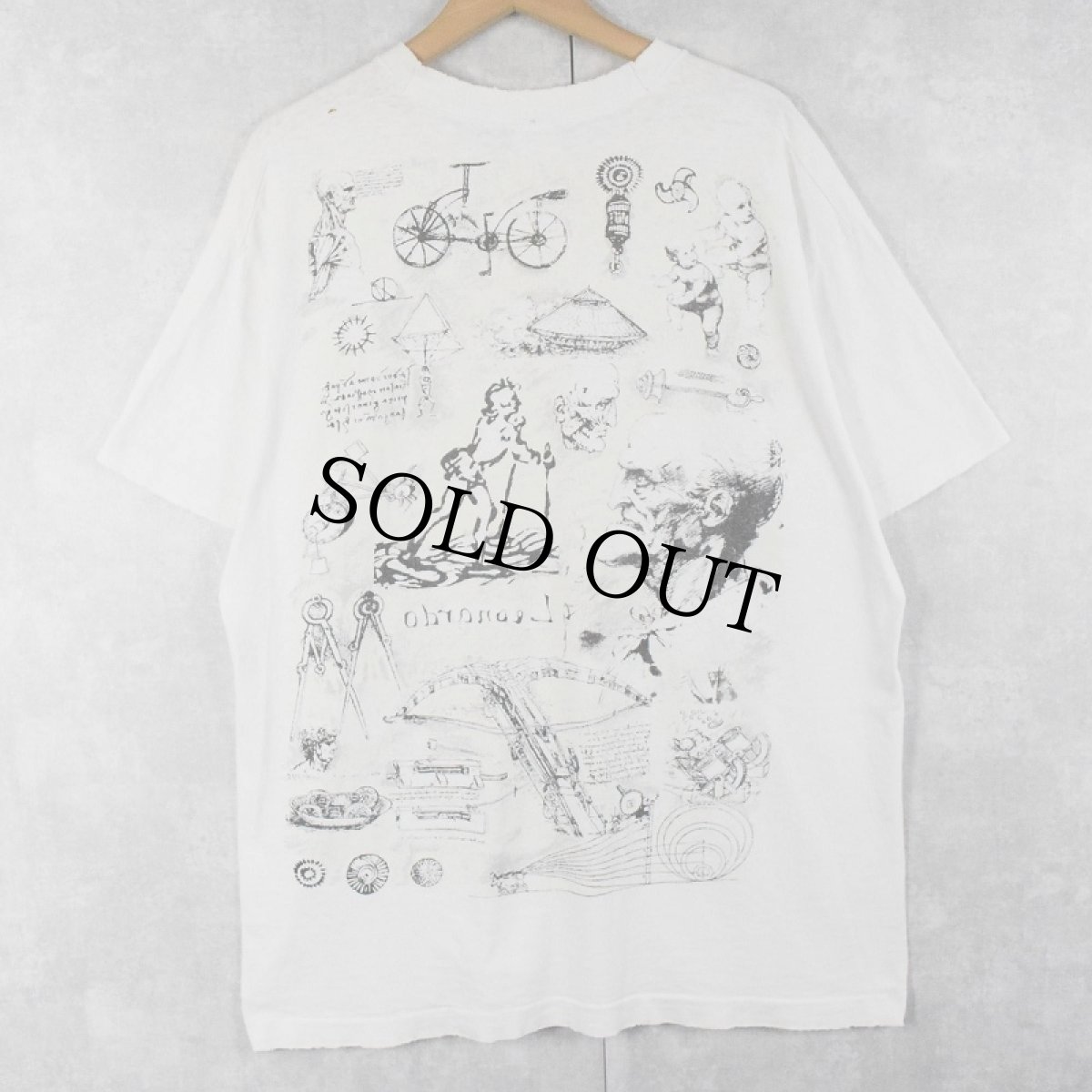画像2: 90's LEONARDO DA VINCI USA製 アートプリントTシャツ XL (2)