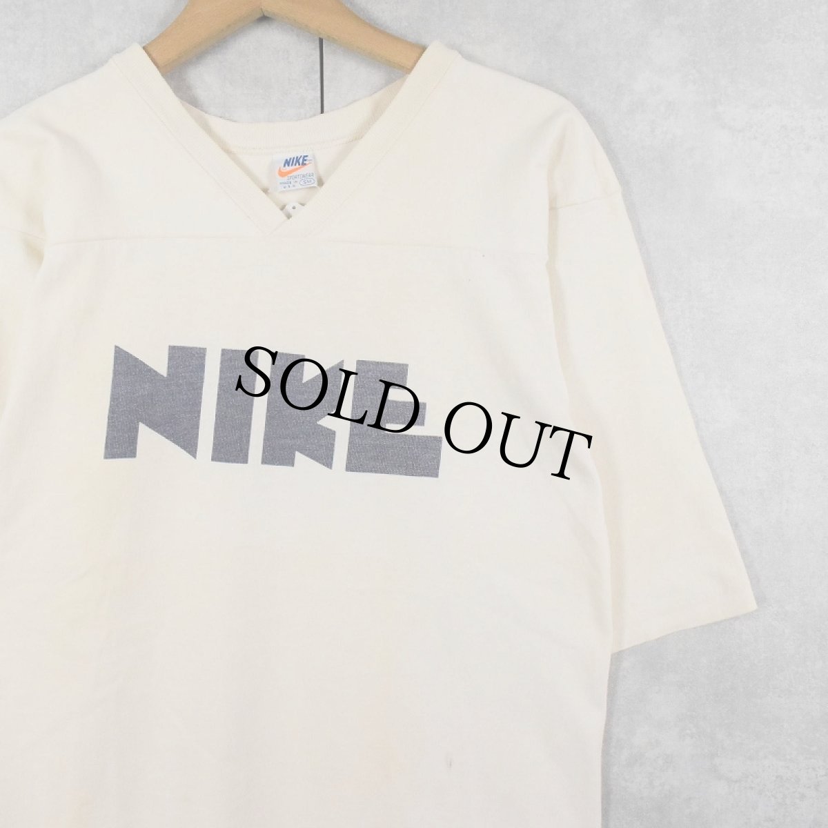 画像1: 70〜80's NIKE "ゴツナイキ"  染み込みプリント フットボールTシャツ SM (1)