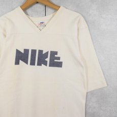画像1: 70〜80's NIKE "ゴツナイキ"  染み込みプリント フットボールTシャツ SM (1)
