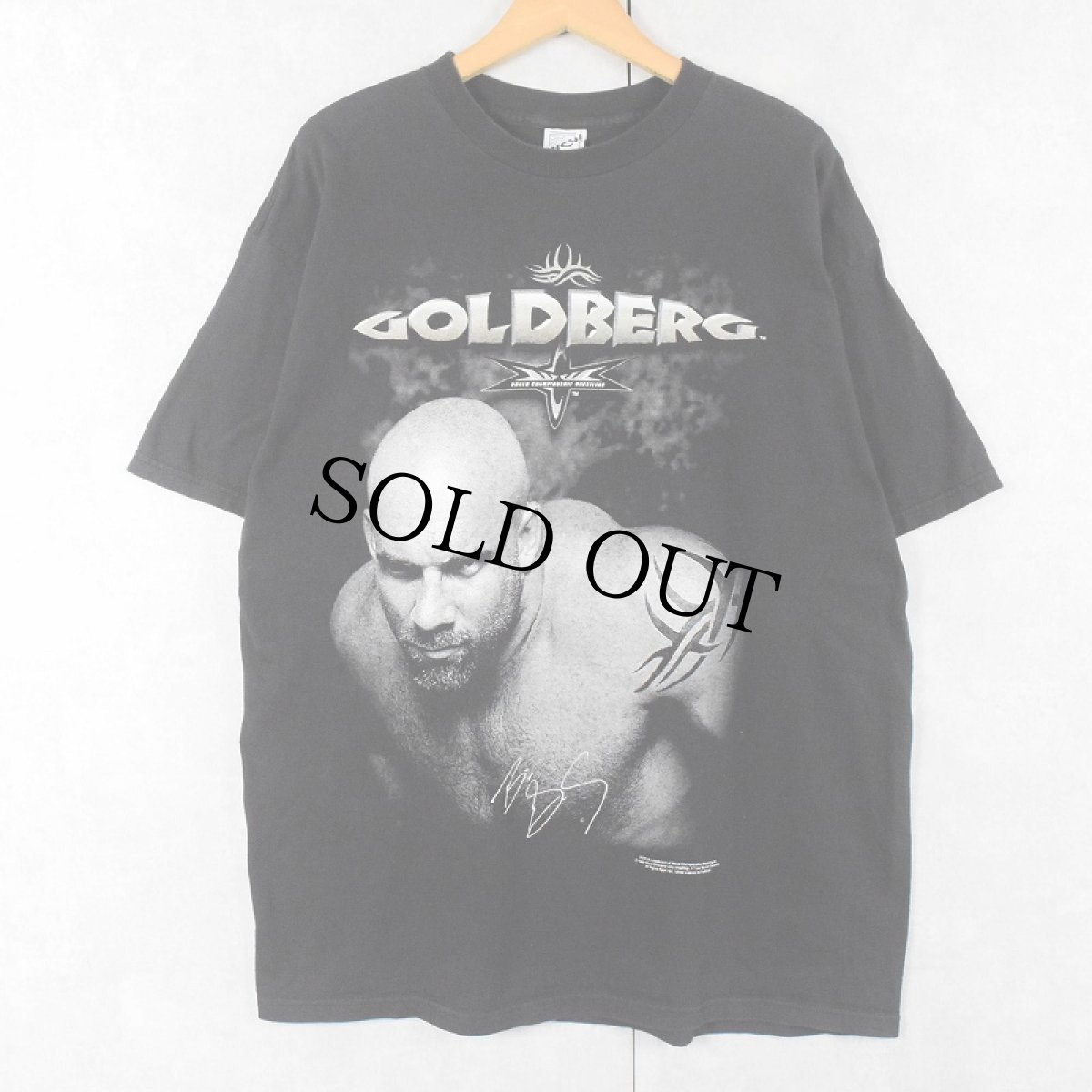 画像1: 90's WCW "GOLDBERG" プロレスプリントTシャツ BLACK (1)