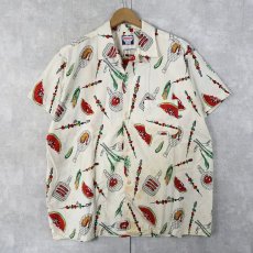 画像2: 50〜60’s “Chefmaster” Barbecue Pattern コットンオープンカラーシャツ / シェフハット 16 1/2 箱付きDEAD STOCK L (2)