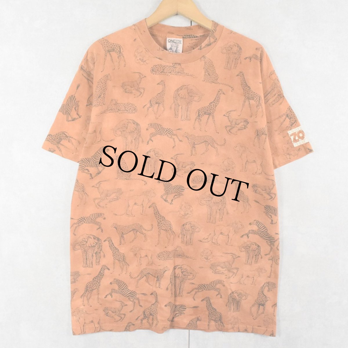 画像1: 90's USA製 ZOO KNOXBILLE TENNESSEE 動物園 アニマルプリントTシャツ L (1)