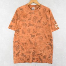 画像1: 90's USA製 ZOO KNOXBILLE TENNESSEE 動物園 アニマルプリントTシャツ L (1)
