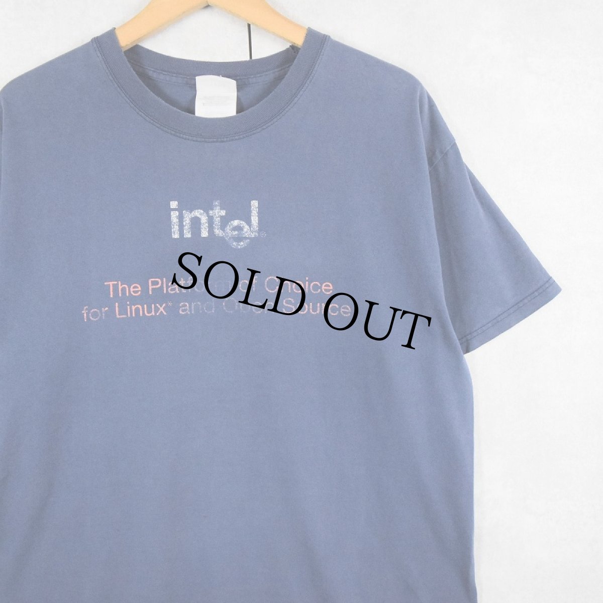 画像1: intel "The Olatform of Coice..." コンピューター企業 プリントTシャツ NAVY L (1)