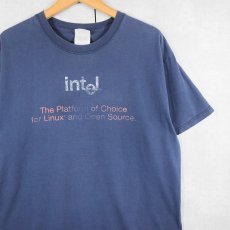 画像1: intel "The Olatform of Coice..." コンピューター企業 プリントTシャツ NAVY L (1)