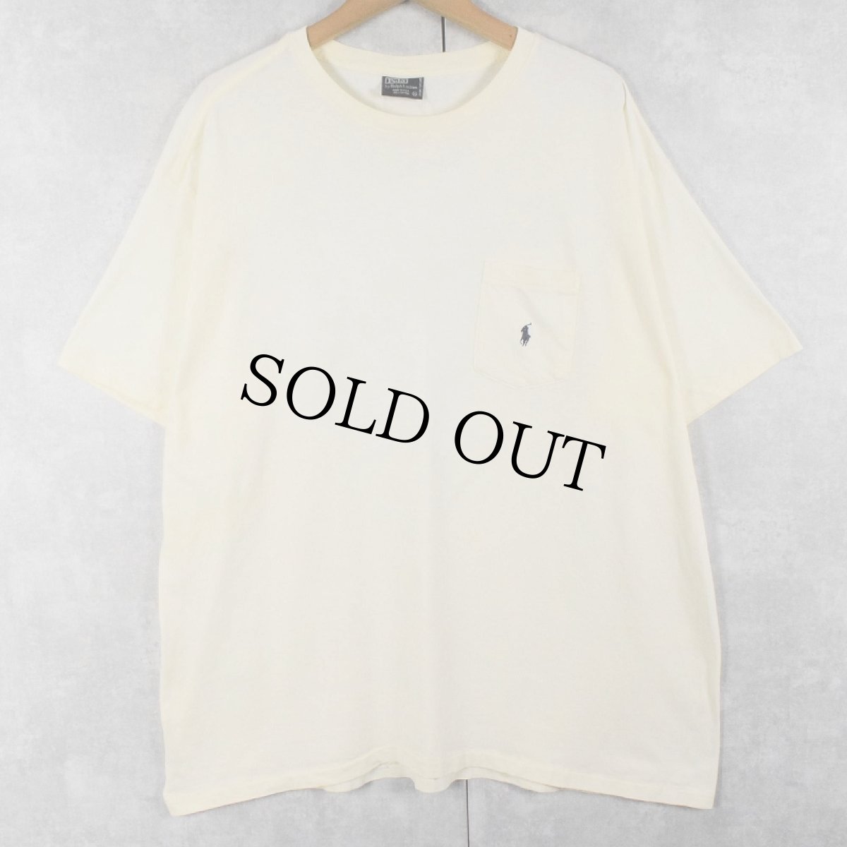 画像1: 90's POLO Ralph Lauren USA製 ロゴ刺繍 ポケットTシャツ XL (1)