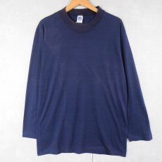 画像1: 80's RUSSELL ATHLETIC USA製 モックネックロンT NAVY L (1)