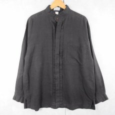 画像1: 80〜90's BILLBOARD コットン×ラミー スタンドカラーデザインシャツ BLACK L (1)